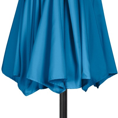 Bright Blue 10-Foot Solar LED Patio Umbrella with Steel Frame