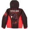 Marvel Spider-Man Miles Morales Boys Long Sleeve Graphic Print Puffer Winter Jacket - Black/Red, 4 - 2 of 3
