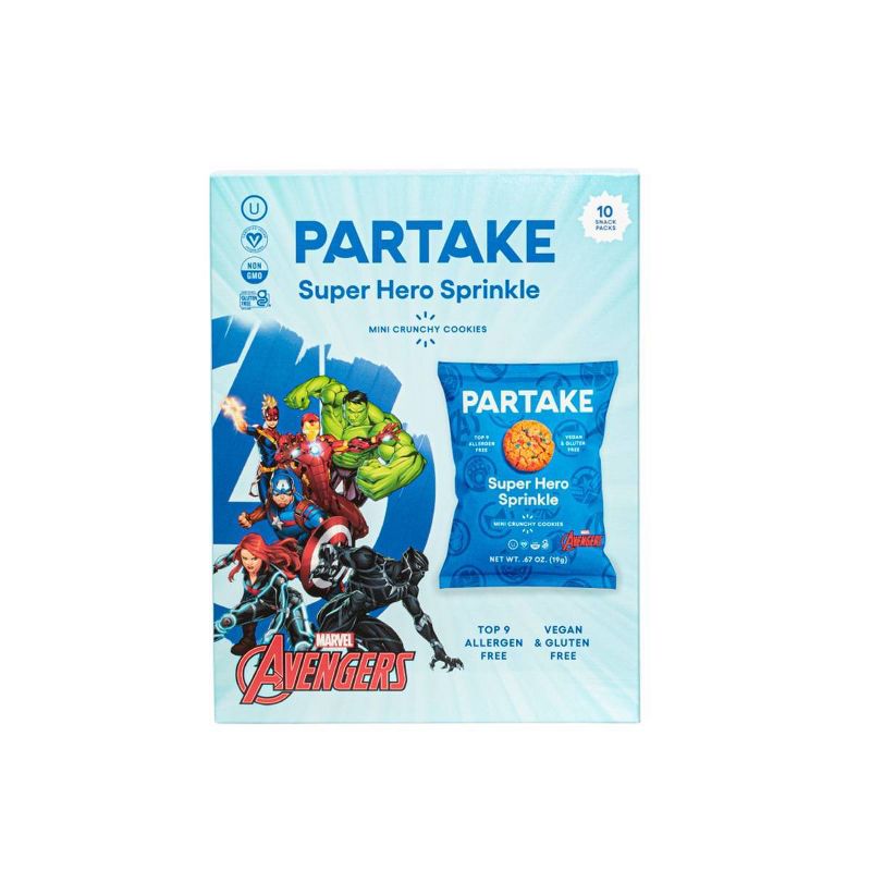 Partake Marvel Avengers Crunchy Super Hero Sprinkle Mini Cookie Snack Packs - 10ct/6.7oz, 5 of 8