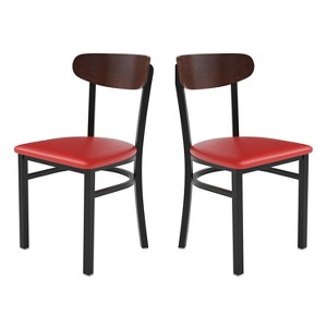Flash Furniture Wright Set of 2 Commercial Grade Dining Chairs with 500 LB. Capacity Steel Frame, Solid Wood Seat, and Boomerang Back - 1 of 4