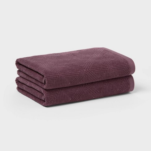 2pc Luxe Lattice Bath Towel Mauve Threshold Target