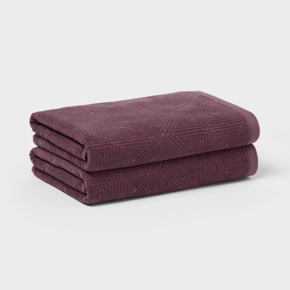 Photos - Towel 2pc Luxe Lattice Bath  Mauve - Threshold™