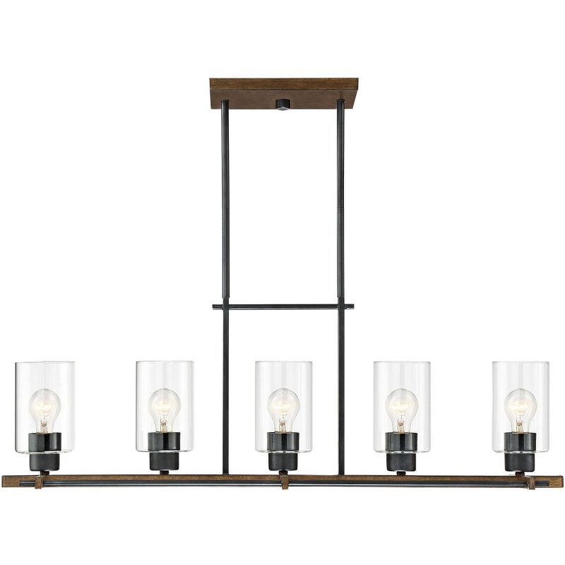Franklin Iron Works Ranger Dust Bronze Wood Linear Pendant Chandelier 36 3/4" Wide Rustic Clear Glass 5-Light Fixture for Dining Room Kitchen Island, 5 of 10