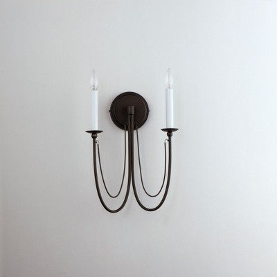Chestnut Bronze Dual-Light Dimmable Sconce with Classic Curves