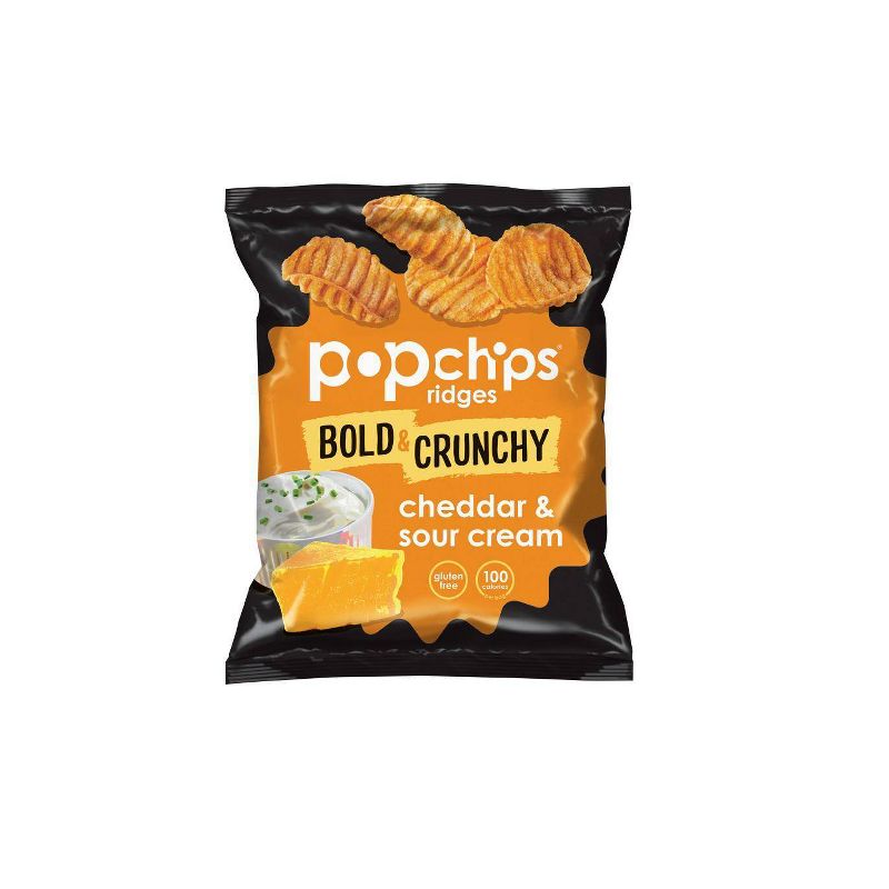 Popchips Cheddar and Sour Cream Ridges Potato Chips - .8oz, 1 of 5