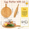Easter Deviled Egg Platter with Lid, Bamboo Wood 24-Hole Round Tray & Reversible Charcuterie Board - 2 of 4