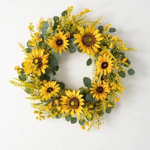 Sullivans Artificial 24" Sunflower & Eucalyptus Wreath - 1 of 4