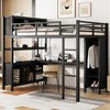 Vynxaria Metal Loft Bed with Wardrobe And L-shaped Desk, Full Size Loft Bed with Storage Cubes and Shelves, Heavy Duty Loft Bed - 3 of 4