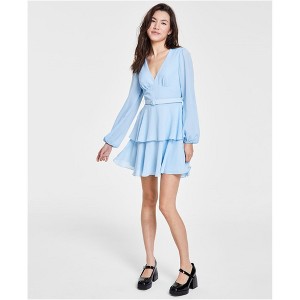 City Studio Womens Belted Double Layer Flounce Dress, Blue, 11/12 - 1 of 1