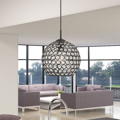Cassandra Black Mini Globe Pendant with Crystal Accents