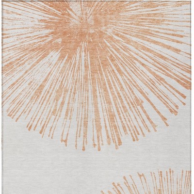 Salmon And Ivory Abstract Washable Indoor Outdoor Area Rug