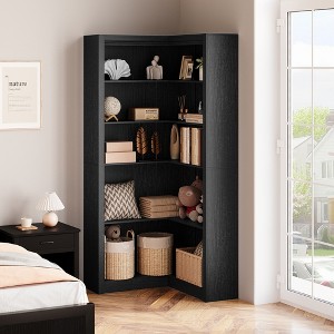 Garvee Corner Bookshelf 71.8'' Farmhouse Corner Bookcase,  5 Tier L-Shaped Tall Bookcase Corner Shelf Large Display Rack - 1 of 4