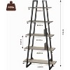 Jojoka 5-Tier Ladder Bookshelf, Tall Rustic Bookcase with Open Display Shelves and Sturdy Metal Frame for Living Room, Home Office, Light Gray - 3 of 4