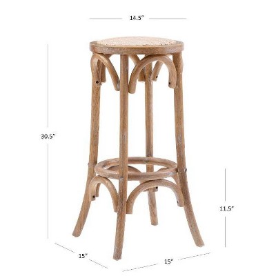 Rae Rustic Beige Elm Wood Backless Bar Stool