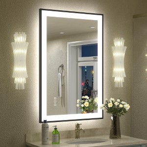 Apmir Super Bright Front & Back LED Lighted Anti-Fog Aluminum Alloy Framed Tempered Glass Bathroom/Vanity Mirror with ETL & 3-Year Warranty - 1 of 4