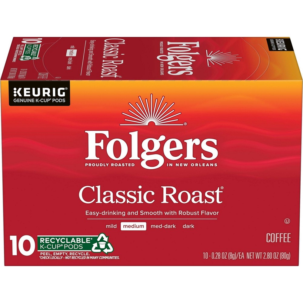 Photos - Coffee Folgers Classic Medium Roast Keurig K-Cup  Pods - 10ct