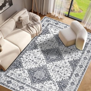 Machine Washable Vintage Rug – Soft Low Pile, Non-Slip, Stain-Resistant, Non-Shedding Carpet for Living Room, Bedroom - 1 of 4