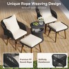 5-Piece Outdoor Patio Furniture Set with PP Rope Weaving Chairs, Pop-Up Cool Bar Table, and Acacia Wood Feet - 3 of 4