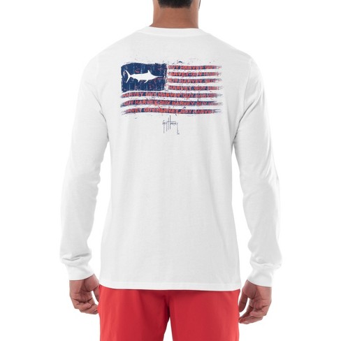 Guy Harvey Men's All American Long Sleeve Sun Pritection Upf 50+ Top - Bright  White Small : Target