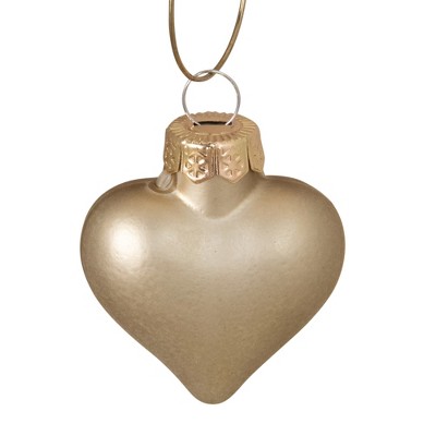 Northlight 56ct Matte Gold Glass Heart Christmas Ornaments 1.75" (45mm)