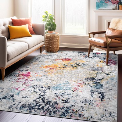 Modern Abstract Multi-Color Synthetic 8' x 10' Area Rug