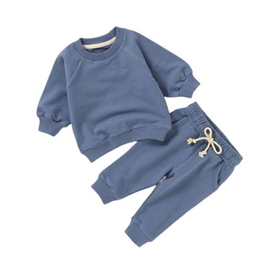 Organic Cotton Sweatsuit Set | Blue | Charlie Lou Baby