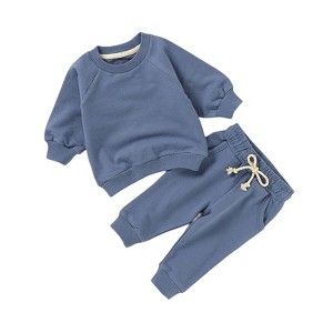 Organic Cotton Sweatsuit Set | Blue | Charlie Lou Baby - 1 of 4