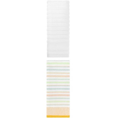 REGALWOVEN Striped Pattern Decorative Cotton Bathroom Hand Towels 14" x 30"/13" x 27" 2 Pcs