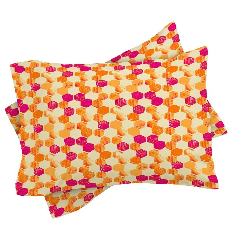 Queen/Full Pattern State Hex Geometric Comforter Set Orange - Deny Designs, 4 of 8