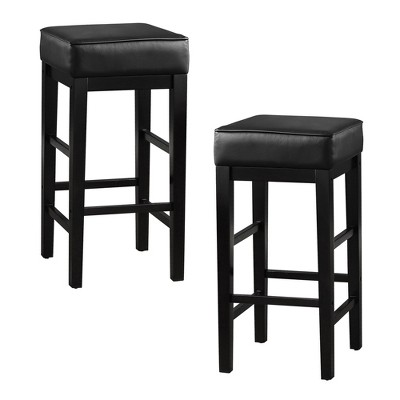 Lexicon 29-Inch Pub Height Wooden Bar Stool with Solid Wood Legs and Faux Leather Seat Kitchen Barstool Dinning Chair, Black