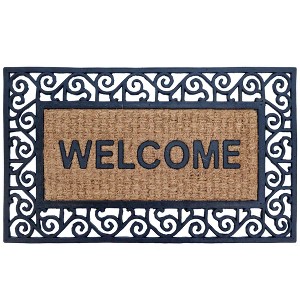 Gardenised Heavy Duty Coco Coir Doormat with Non Slip PVC Baking Embossed Welcome Design Coconut Fiber Floor Mat 18x30" - 1 of 4