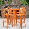 Emma and Oliver Commercial 24" Round Metal Indoor-Outdoor Bar Table Set & 4 Slat Back Stools - 2 of 4