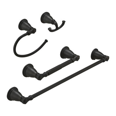 BWE 4-Piece Bath Hardware Set with Towel Bar Hand Towel Holder Toilet Paper Holder Towel Hook Square