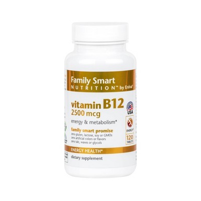 Family Smart Nutrition Vitamin B12 2500mcg Tablets - 120ct