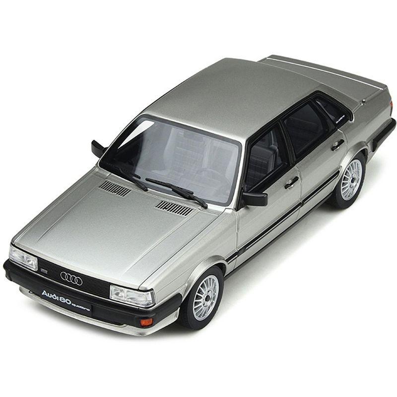 1983 Audi 80 Quattro Zermatt Silver Metallic with Black Stripes Limited Edition to 2000 pcs 1/18 Model Car by Otto Mobile, 4 of 7
