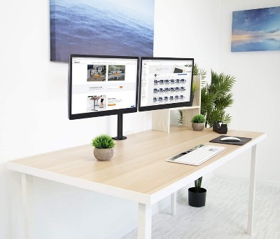 ErgoFlex Black Steel Dual Monitor Desk Mount, Full-Motion 19"-32"