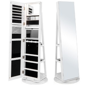 Tangkula Rotating Mirrored Jewelry Cabinet with Mirror Storage Shelves - 1 of 4
