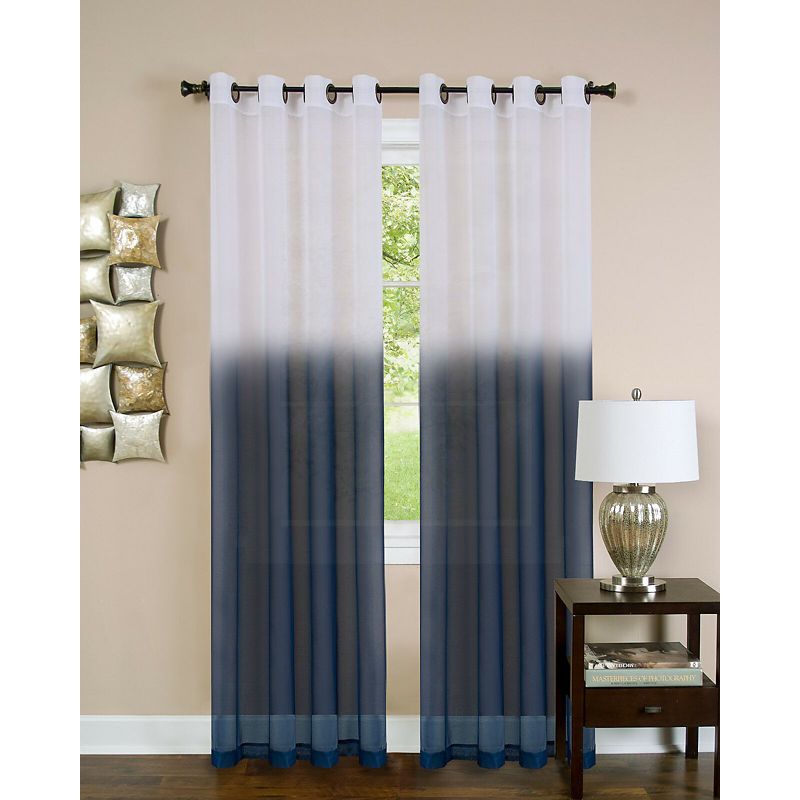 Kate Aurora Tropical Living Semi Matte Sheer Ombre Chic Grommet Top Window Curtains, 1 of 2