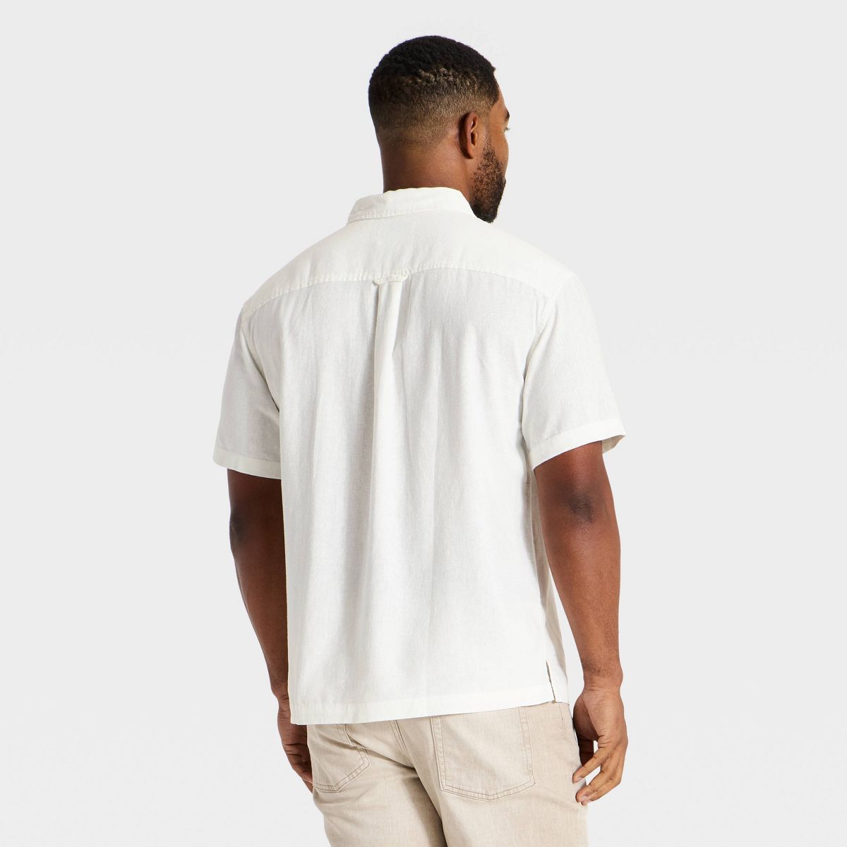Men's Short Sleeve Linen-Blend Utility Button-Up Shirt - Goodfellow & Co™ - thumbnail 5