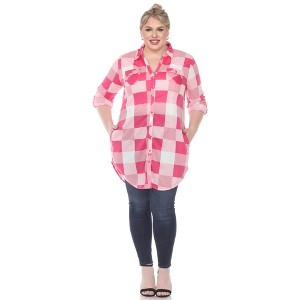 Plus Size Plaid Tunic Shirt - White Mark - 1 of 4