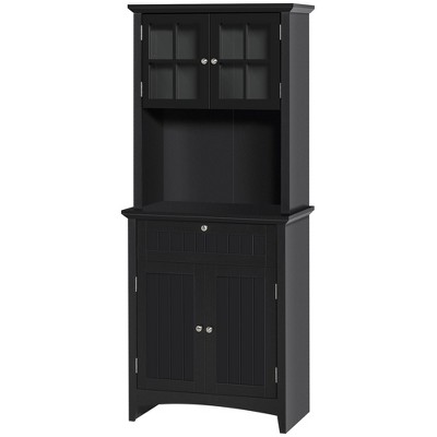 NicBex 64.5 Inch Tall Kitchen Pantry Storage Cabinet with 4 Doors,1 Drawer and Microwave Space for Dining Room,Bathroom,Kitchen,Black