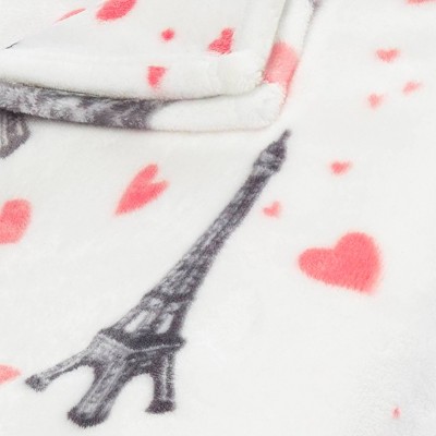 Paris Love Pink Ultra Soft Fleece Throw Blanket