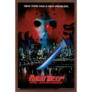 Trends International Friday The 13th Part VIII: Jason Takes Manhattan - One Sheet Framed Wall Poster Prints - 1 of 4