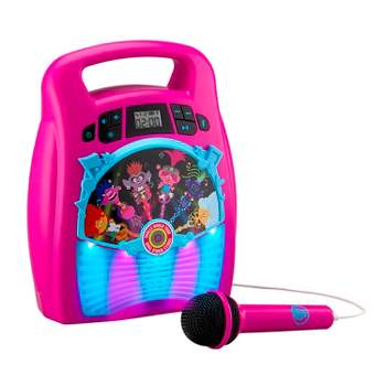 eKids Trolls World Tour Bluetooth Karaoke Machine with Microphone for Kids and Fans of Trolls Toys - Pink (TR-553.EXV0MROL)
