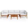 vidaXL Patio Lounge Set - 7 Pieces with Cream Cushions - Solid Acacia Wood - Includes Corner Sofa, Middle Sofa, Table - Rustic Design - 3 of 4