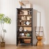 73'' Tall Black Display Cabinet,Mid Century Modern Bookcase with Glass Doors & Adjustable Shelves for Living Room Kitchen Dining Room-Baofuwish - 3 of 4