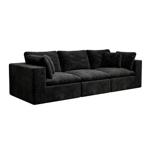 Dexmalle No Assembly Required Corduroy Upholstered Sectional Sofa,Black - 1 of 4