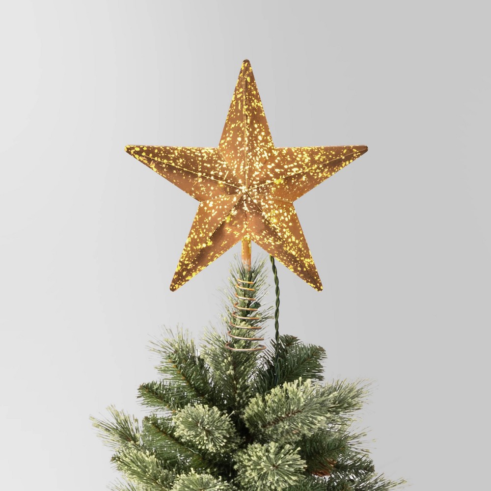 Photos - Other Decoration 10" Pre-lit Faux Mercury Star Christmas Tree Topper Gold - Wondershop™