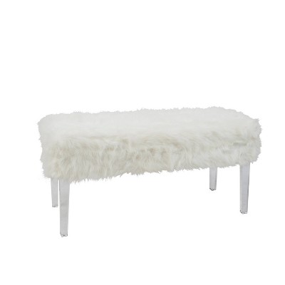 Faux Fur Storage Bench White - Silverwood