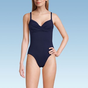 Lands' End Women's Chlorine Resistant Sculpting Control Draped One Piece Swimsuit - 1 of 4